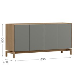 Balcão Aparador Barcelona 165cm 4 Portas Oak/ferrolack - Finestra Móveis - 4