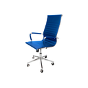 Ver imagem 1 de Cadeira de Espera Esteirinha Azul em Couro Sintético - Base Giratória Cromada