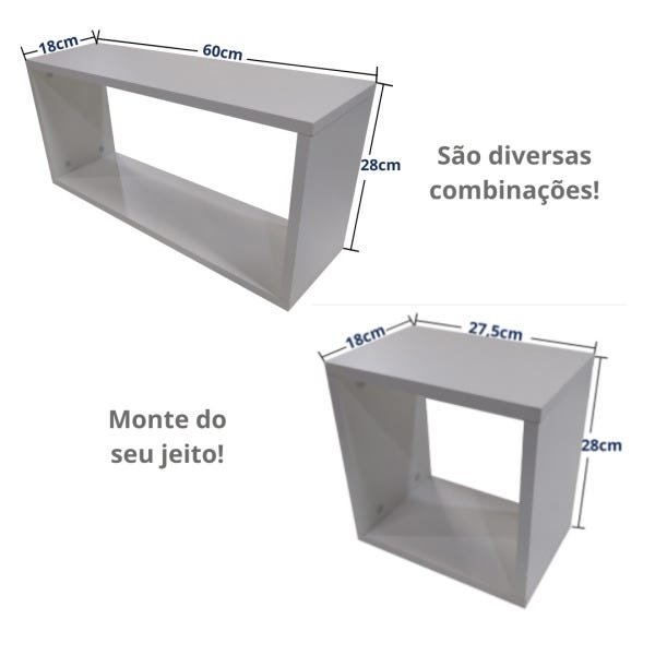 Nicho Decorativo MDF 6un Suporte para Livros, Jogos 100% MDF:Branco - 4