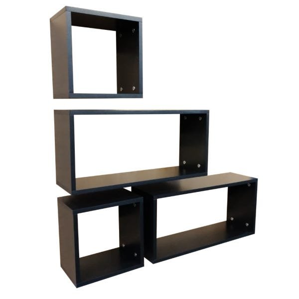 Kit Nicho Decorativo MDF para Livros Sala Quarto Jogos 4un:Preto - 3