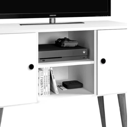 Rack / Mesinha / Estante para Tv com Pés Palito Viena: Branco - 2