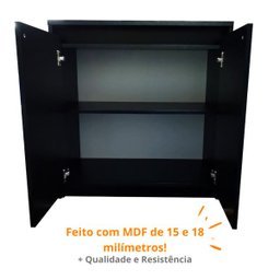 Armário Pequeno Multiuso Duas Portas Branco: Preto - 3