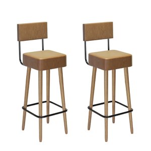 Kit com 2 Banqueta Barcelona Gourmet 70 Cm Pés Palito Amarula para Cozinha e Espaço Gourmet Acabamen
