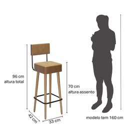 Kit com 2 Banqueta Barcelona Gourmet 70 Cm Pés Palito Amarula para Cozinha e Espaço Gourmet Acabamen - 6