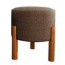 Banqueta Puff Multiuso Redondo Pés em Madeira Banquinho Decorativo Marrom - 1