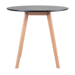 Mesa Redonda Leda Estilo Sofisticado com Base Madeira Cor Preto 80cm - 2