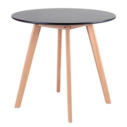 Mesa Redonda Leda Estilo Sofisticado com Base Madeira Cor Preto 80cm - 1
