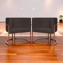 Ver imagem 2 de Kit 2 Poltronas para Sala de Recepção Luna Suede Cores Base de Ferro Bronze