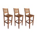 Ver imagem 1 de Kit com 3 Banquetas Rusticas Alta Confort com Encosto Madeira Maciça Malbec