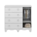 Ver imagem 2 de Cômoda Infantil Tedy Peroba Branco 100%mdf 1 Porta 4 Gavetas