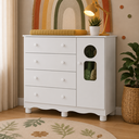Ver imagem 1 de Cômoda Infantil Tedy Peroba Branco 100%MDF 1 Porta 4 Gavetas
