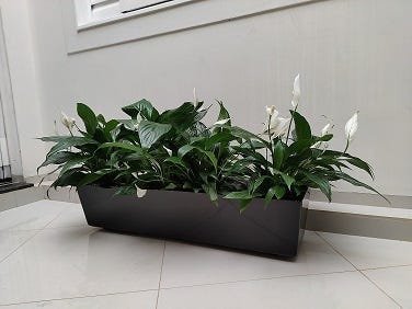 Vaso Jardineira Fibra De Vidro Plantas Flores Hortas 97x20cm Preto - 1