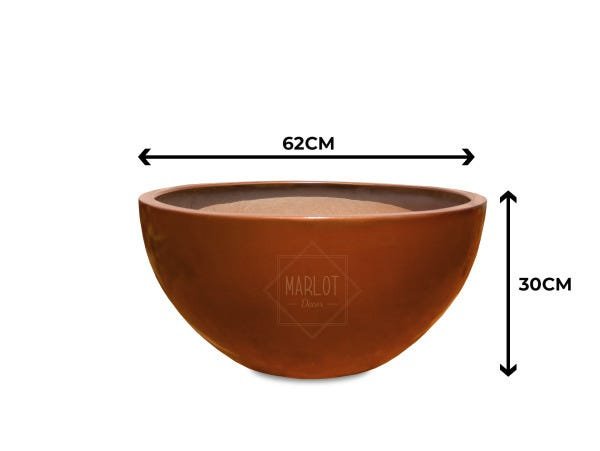 Vaso Bacia Plantas Flores Jardim Fibra De Vidro 62x30cm Cobre - 2