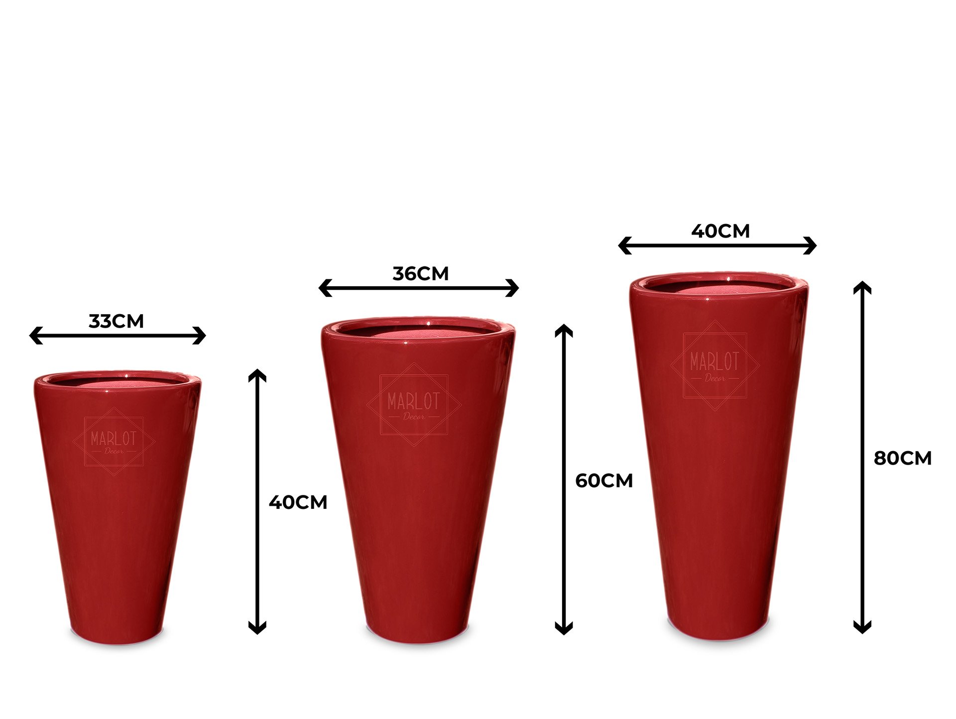 Vaso Decorativo para Plantas e Flores Fibra de Vidro Estilo Vietnamita 40x33cm Vermelho - 4