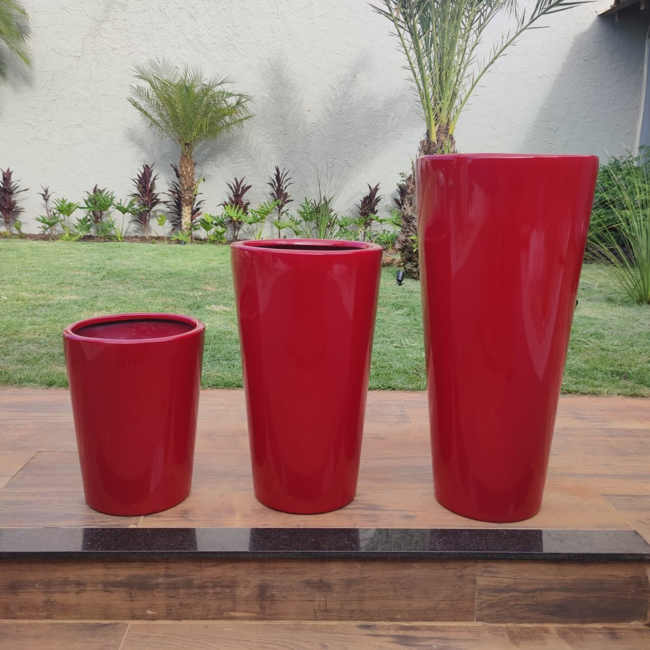 Vaso Decorativo para Plantas e Flores Fibra de Vidro Estilo Vietnamita 40x33cm Vermelho - 3