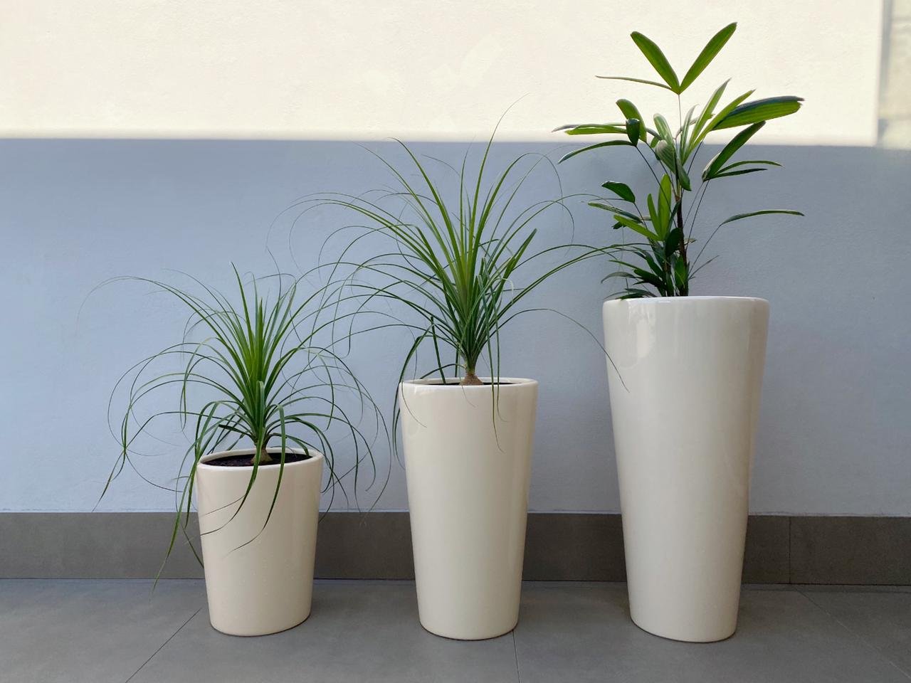 vaso decorativo para plantas e flores fibra de vidro estilo vietnamita 60x36cm Bege