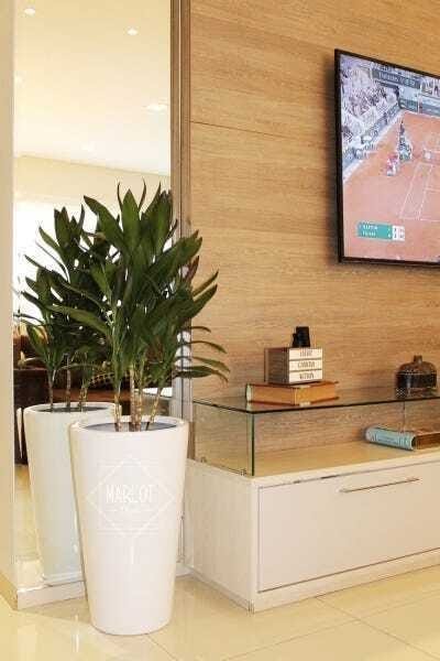 Vaso Decorativo para Plantas e Flores Fibra de Vidro Estilo Vietnamita 80x40cm Branco