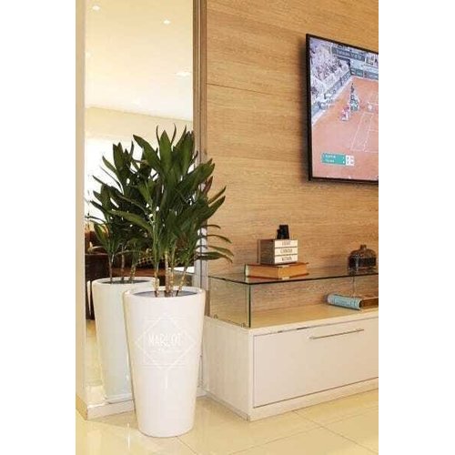 Vaso Decorativo para Plantas e Flores Fibra de Vidro Estilo Vietnamita  80x40cm Branco | MadeiraMadeira