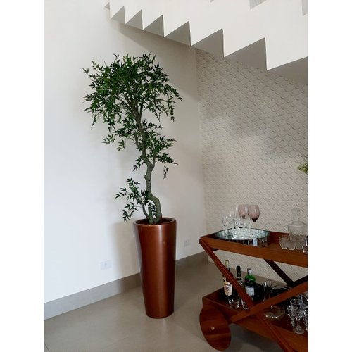 Vaso Decorativo para Plantas e Flores Fibra de Vidro Estilo Vietnamita  80x40cm Preto