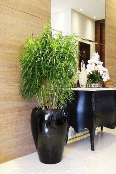 Vaso para Plantas Fibra de Vidro Estilo Vietnamita 70x50cm Preto