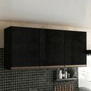 Ver imagem 2 de Armário Aéreo 3 Portas 120cm Cozinha Modulada Milão Menu Móveis Preto