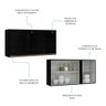 Armário Aéreo 3 Portas 120cm Cozinha Modulada Milão Menu Móveis Preto - 6