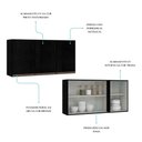 Ver imagem 6 de Armário Aéreo 3 Portas 120cm Cozinha Modulada Milão Menu Móveis Preto
