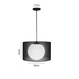 Pendente Akira Cor Preto Com Globo Branco Fosco para 1 Lâmpada E27 Bivolt - HT-AKIRA-PT - 5