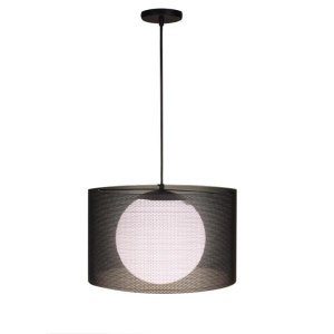 Pendente Akira Cor Preto Com Globo Branco Fosco para 1 Lâmpada E27 Bivolt - HT-AKIRA-PT