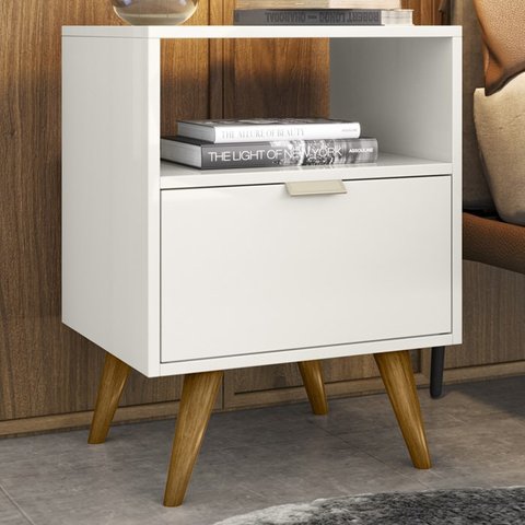 Mesa De Cabeceira Com 1 Gaveta 14050 Off White Cristal Dmad