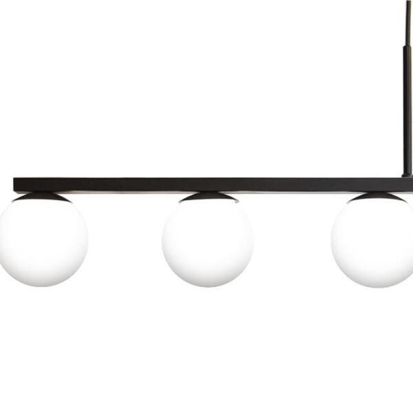 Lustre Pendente Jabuti Six Cor Preto com Globos Branco Fosco para 6 Lâmpadas G9 Bivolt - JABUTI- - 3