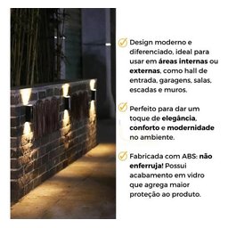 Arandela Opus com Led Integrado 3w 3000k (branco Quente) Interna e Externa Preto Bivolt - Hm 34973 - 6