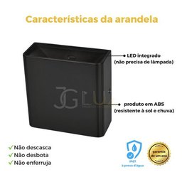 Arandela Opus com Led Integrado 3w 3000k (branco Quente) Interna e Externa Preto Bivolt - Hm 34973 - 2