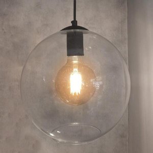 Pendente New Boru Preto com Globo Âmbar 25cm para 1 Lâmpada E27 - NEWBORU-PT2