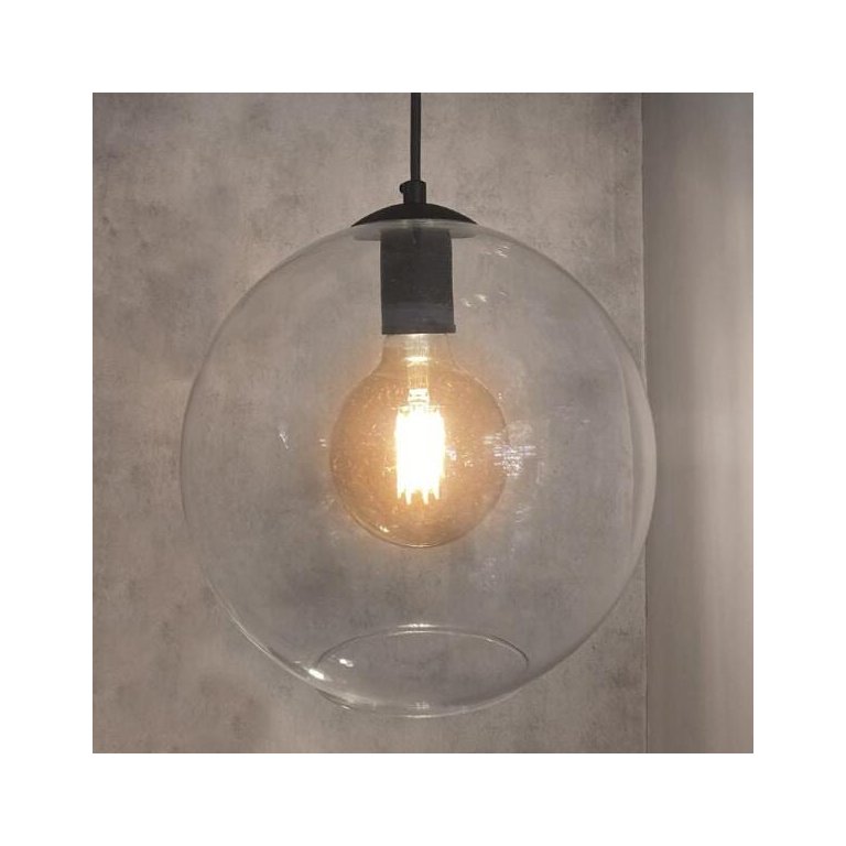 Pendente New Boru Preto com Globo Âmbar 25cm para 1 Lâmpada E27 - NEWBORU-PT2