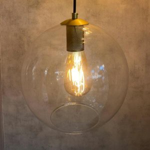 Pendente New Boru Dourado com Globo Âmbar 25cm para 1 Lâmpada E27 - NEWBORU-DRD2
