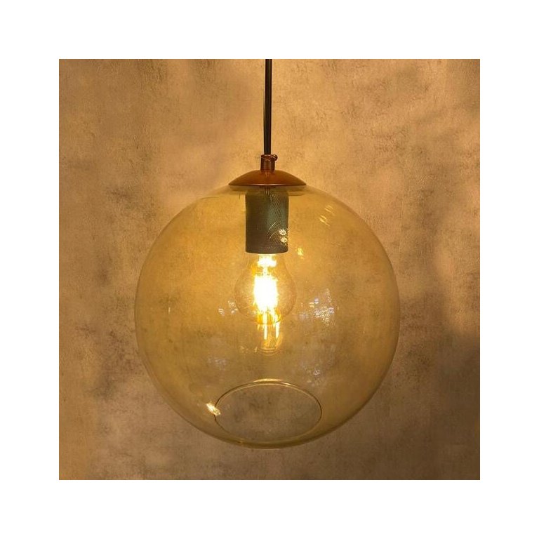 Pendente New Boru Cobre com Globo Âmbar 25cm para 1 Lâmpada E27 - NEWBORU-CO2 Pendente New Boru Cobre com Globo Âmbar 25cm para 1 Lâmpada E27 - NEWBORU-CO2