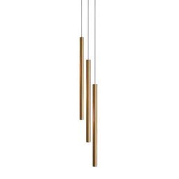 Pendente Tubo Triplo Dourado Fosco 50cm Hunter Trade para 3 Lâmpadas G9 - 1