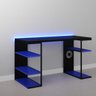 Mesa Gamer Metal e Madeira com Prateleiras Azul e Preta - 3