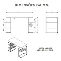 Mesa Gamer Metal e Madeira com Prateleiras Azul e Preta - 6