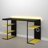 Mesa Gamer Metal e Madeira com Prateleiras Amarela e Preta - 4