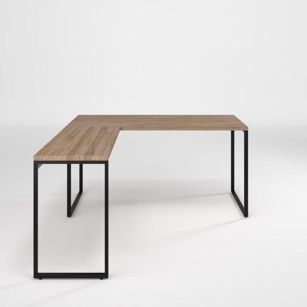 Mesa em L para Escritório Diretor Metal e Madeira 150x150 - 7