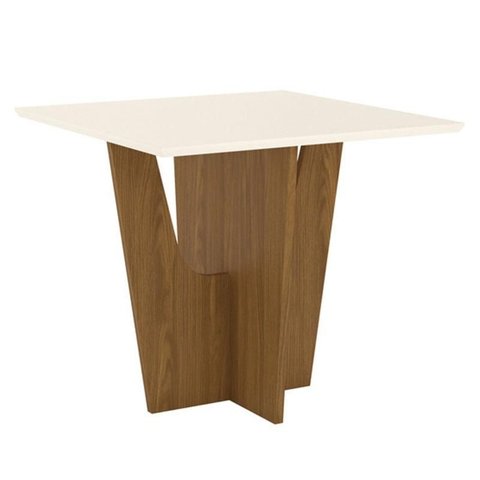 Mesa de Jantar Vértice 90 Cm Canto Reto sem Vidro Nature Off White – Henn