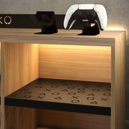 Rack Bancada Gamer Geek Madeira Ps5 com LED Incluso - 6
