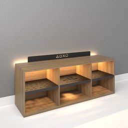 Rack Bancada Gamer Geek Madeira Ps5 com LED Incluso - 3