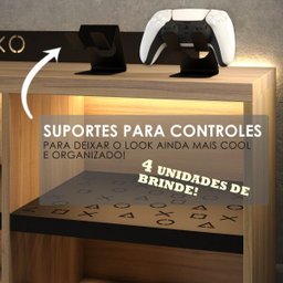 Rack Bancada Gamer Geek Madeira Ps5 com LED Incluso - 5