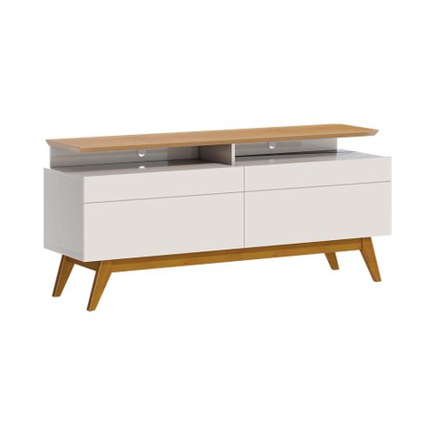 Rack Bancada 2 Gavetas com Nicho 146cm Amy Off White/Nature - Gran Belo