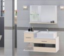 Ver imagem 1 de Kit Gabinete Mdf para Banheiro com Cuba e Espelheira 65cm:branco/madeirado