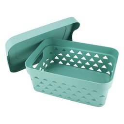 Cesto Organizador com Tampa (M) - Turquesa - 2 Cesto Organizador com Tampa (M) - Turquesa - 2