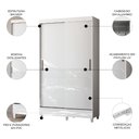 Ver imagem 3 de Guarda Roupa Solteiro 107cm 2 Portas Deslizante Thales Branco S01 - Mpozenato